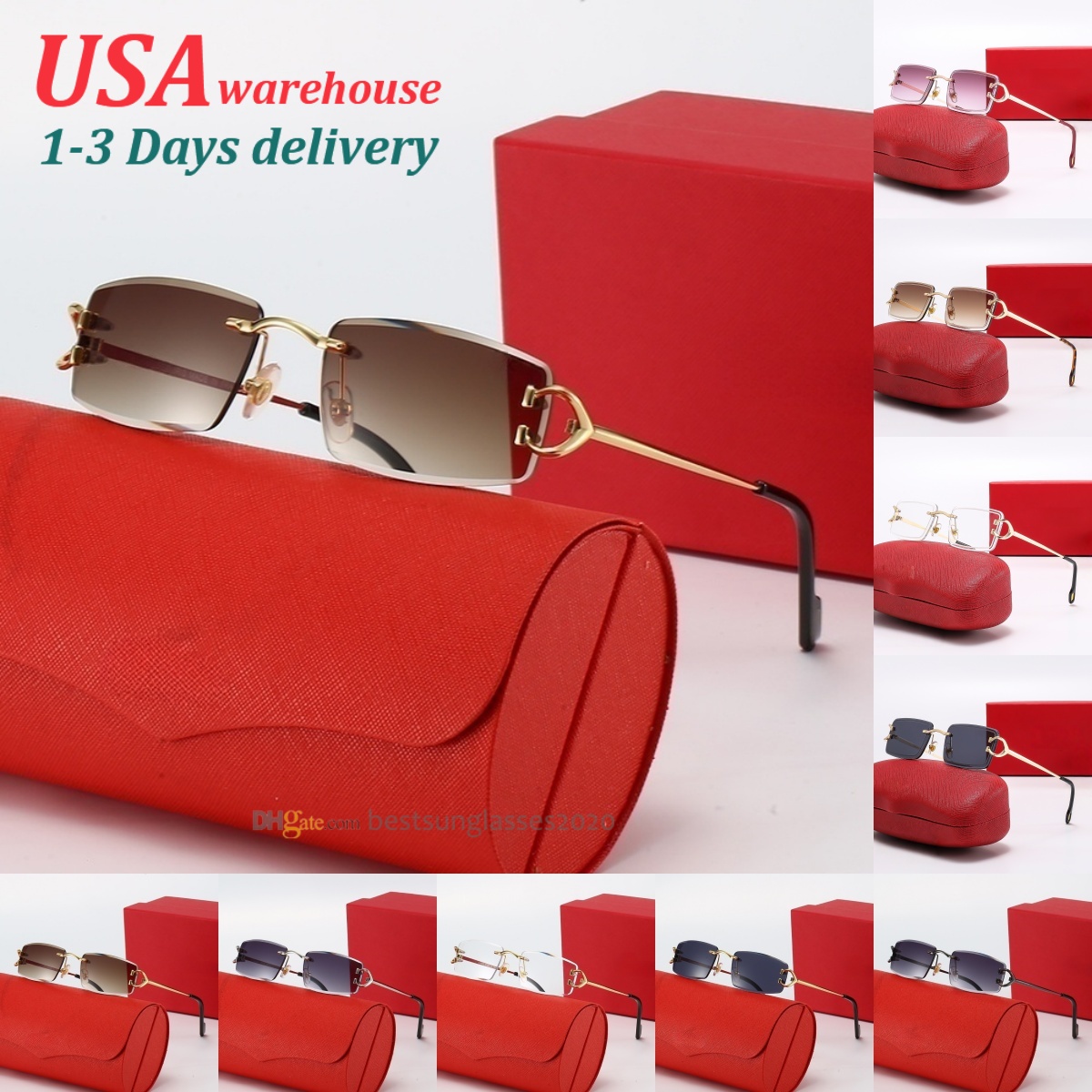 Luxury Brand Design Square Metal Frame Diamond Sunglasses For Women Men Gradient Lens Cutting Technique Fashion Jewelry Sunglasses Gold Optical Eyewear