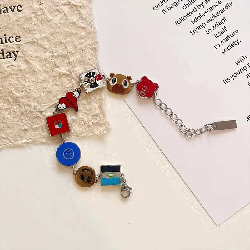 Art Album KAWaii Kanyeing Dropouted Bear Vintage Hip Hop Metal Cuff Bangles Jewelrys Men Women Fashion TrenDY Chains H260318 - view 5