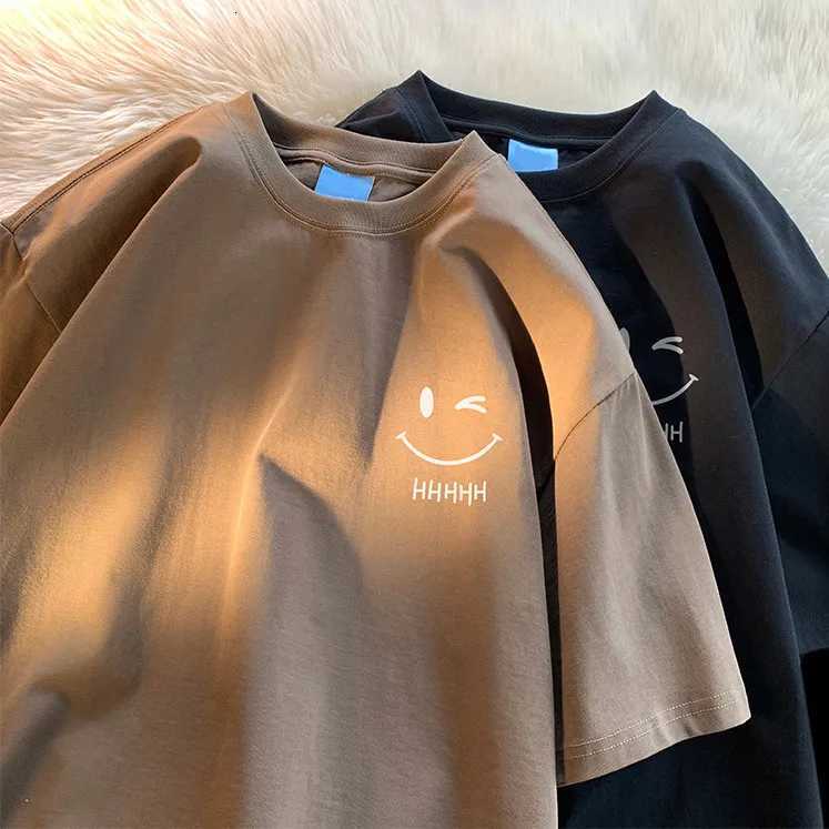 Men Womens Smiling Face Funny Fashion Couple Short Sleeved T-shirt American Basic Simple Oversized Loose Boys Pullover TopT260317