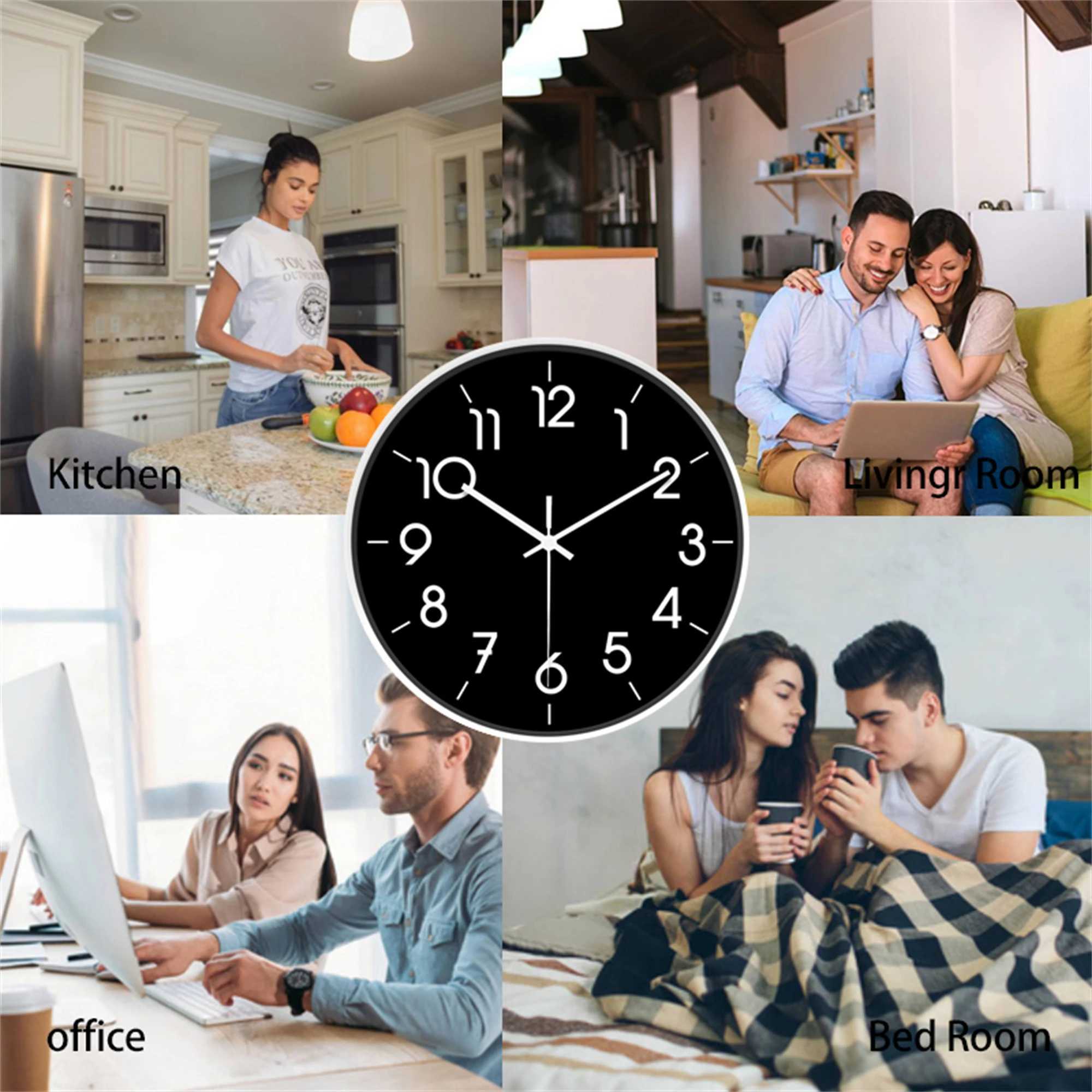 Round Minimalist Black - and - White Wall Clock Classic Simple Decor Batteries Not Included 10-16 Inches D260318