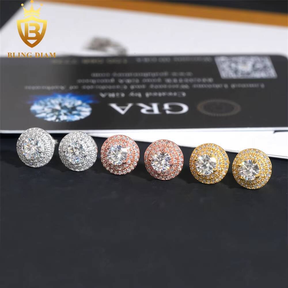 USA Stock New Arrivals 925 Silver Earrings Iced Out Vvs Moissanite Earring Diamond Fine Jewelry Earring Men Women