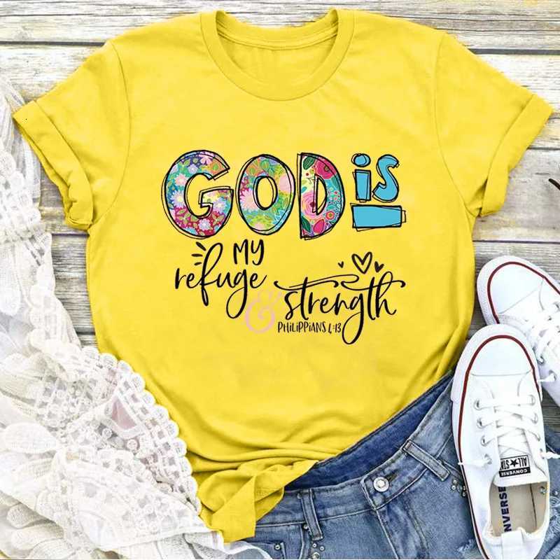 2026 New GOD IS Loose Creative Printed Round Neck Womens Casual Short Sleeve T-shirt Vintage Funny Casual Female Tee ShirtT260317