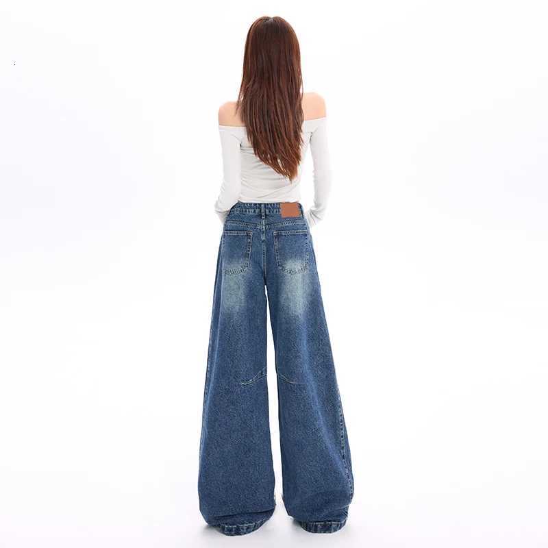 Womens American Vintage Curved Balloon Jeans Loose Curved Leg Denim TrousersT260317