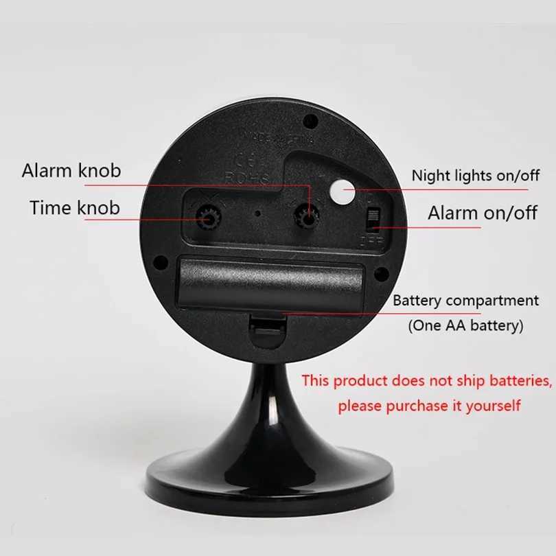 Nordic Metal Round Alarm Clock Vintage Creative Silent Table Clock Student Bedside Nightlight Clock Room Decor Home Decor D260318