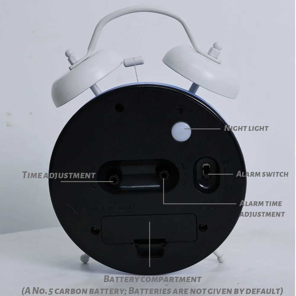 Ins Style Metal Alarm Clock Battery Powered AA Cute Decorative Clock for Home Office D260318