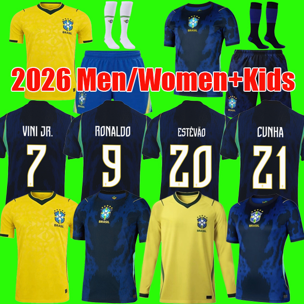2026 brazils soccer jerseys 26 27 RICHARLISON CUNHA ESTEVAO Camiseta RAPHINHA PAQUETA VINI JR RODRYGO Brasil football kits soccer shirt men women kids sets uniforms