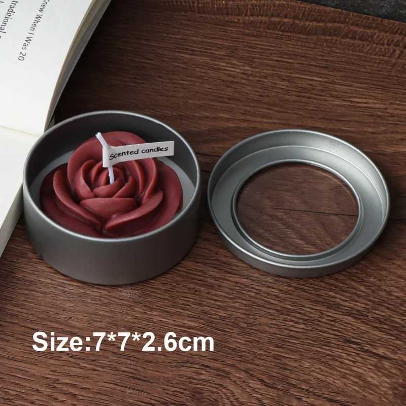 Round Tin Box Floral Tealight Candle 3D Rose Flower Designs Holiday Gifts Aromatherapy Candles Home Scented Natural Soy Candles D260318
