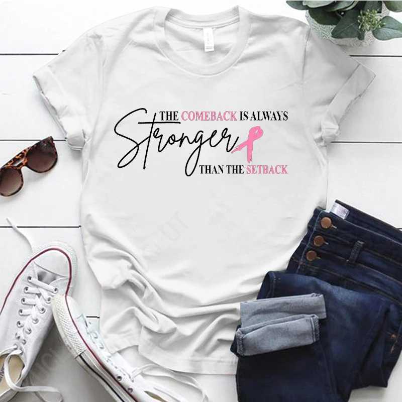 Pink Breast Cancer Shirt Women The Comeback Is Always Stronger Than The Setback Pink Ribbon Breast Cancer Survivor T-ShirtsT260317