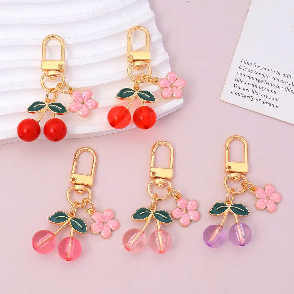 Jelly Color Fruit Cherry Keychain Enamel Flower Cherries Key Ring Cute Purse Bag Charms Accessories for Women Car Key Decor Gift H260318 - view 7