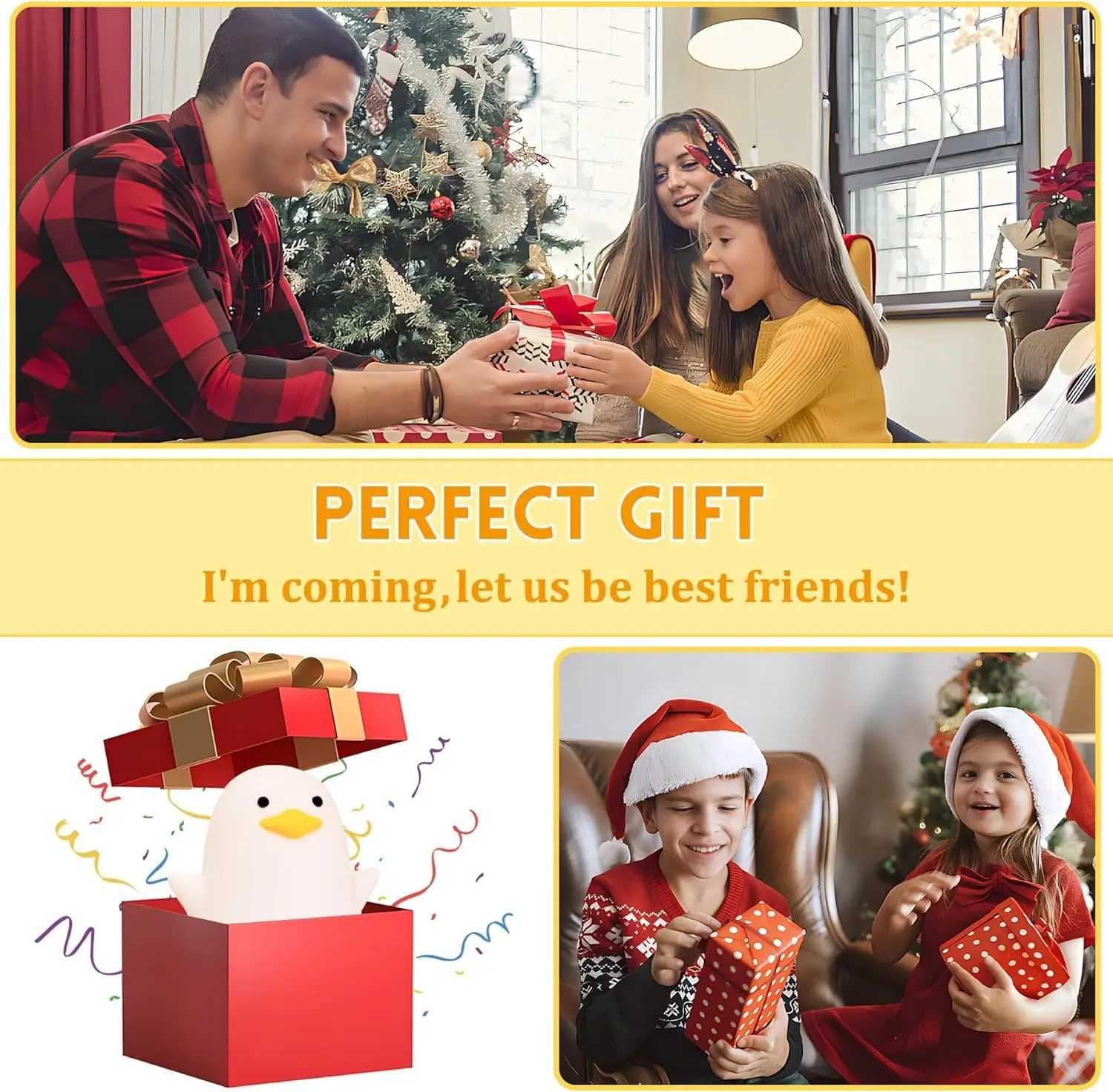 Cute Duck Light Portable USB Rechargeable Timed Dimming Silicone Night Light Is Perfect for Family Bedrooms Holiday Gifts H260318