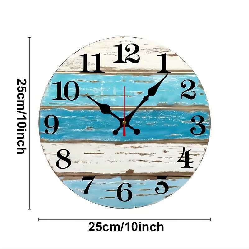 Nautical Ocean Wooden Round Silent Hanging Wall Clock Suitable For Living Room Office Study Room Bedroom Home Decoration D260318