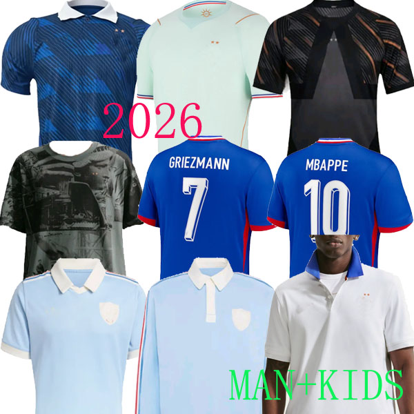 2026 Maillot De Foot FRENCH Full Sets Soccer Jerseys KANTE GIROUD MBAPPE GRIEZMANN Camavinga women Equipe Maillots Kids Football Shirt HOME AWAY FAN TCHOUAMENI
