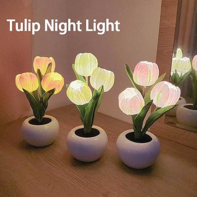 1 PC Tulip LED Night Light Bedside Bedroom Atmosphere Light Simulated Bouquet Light Best Mothers Day Gift Birthday Gift H260318