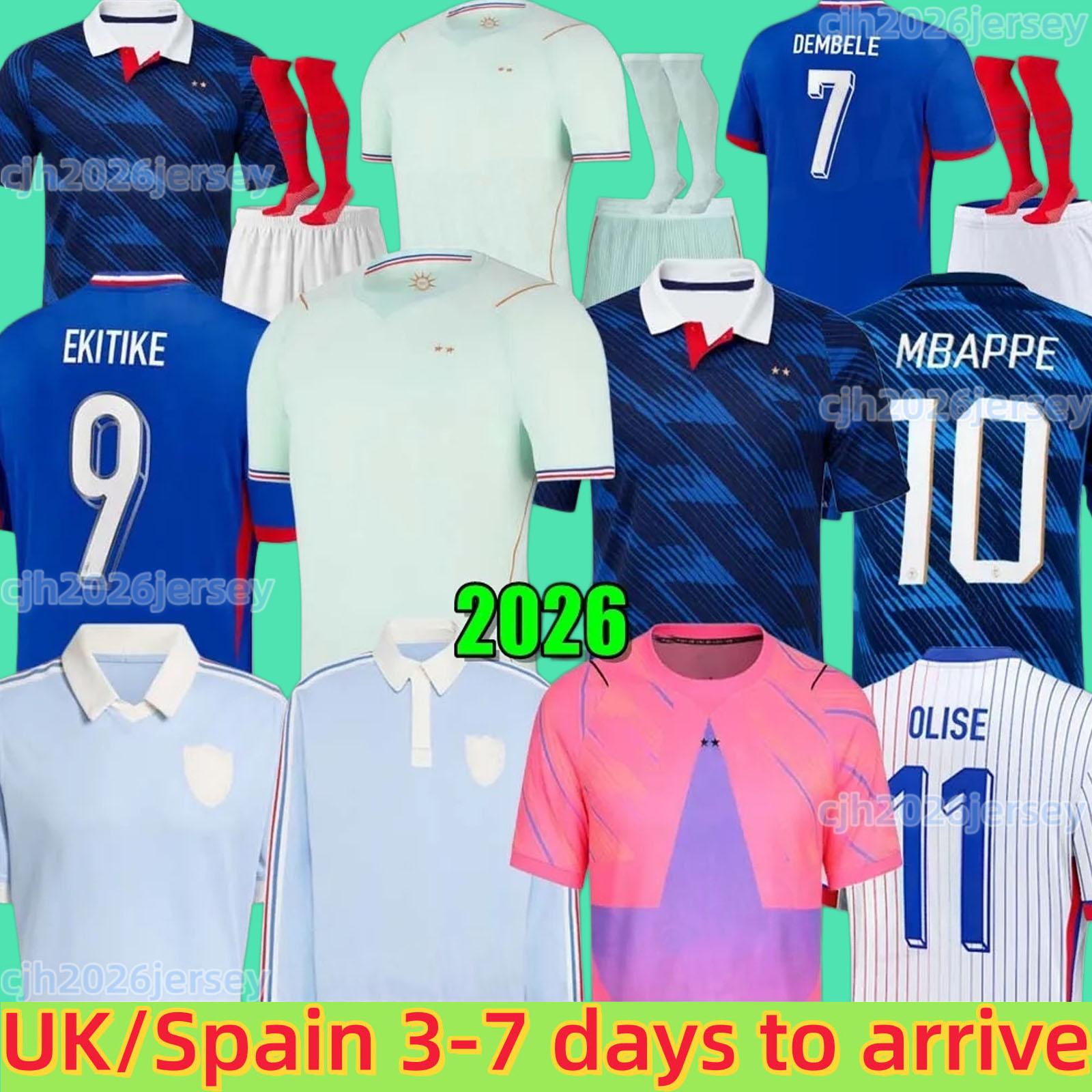 french soccer jersey 2026 MBAPPE BARCOLA OLISE EKITIKE 25 26 DEMBELE Maillots de football shirt equipement de foot Men kids kit enfants France 120TH RUGBY