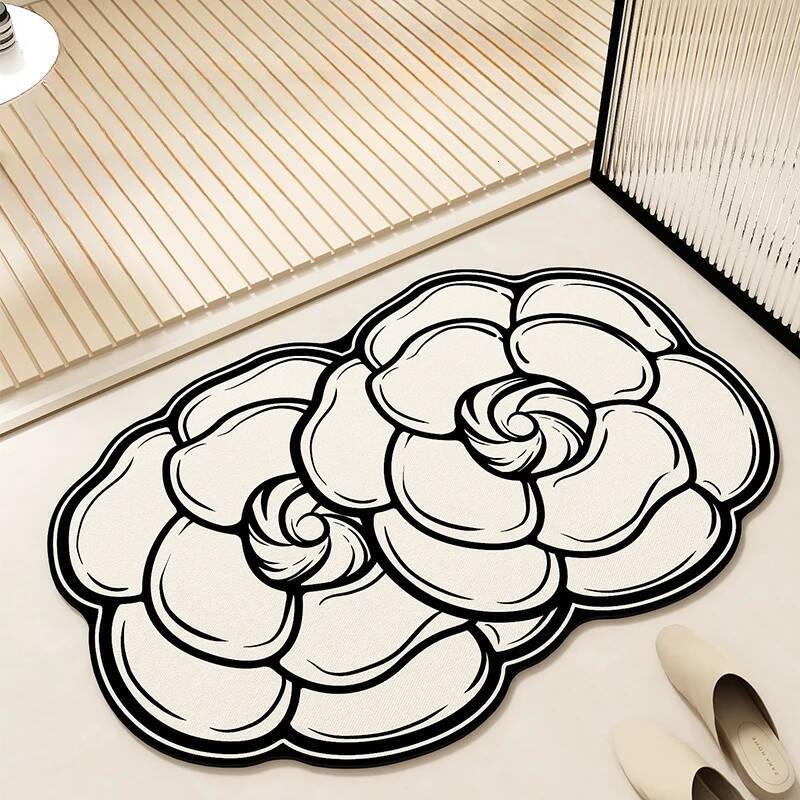 Bath Mat New Luxury Floral Diatomaceous Earth Absorbent Stain Resistant Quick Drying Bathroom Floor Mat