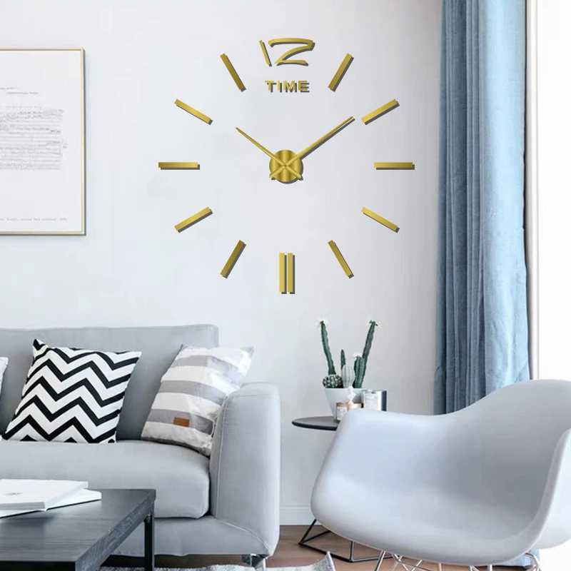 2023 Modern Design Large Wall Clock 3D DIY Quartz Clocks Fashion Watches Acrylic Mirror Stickers Living Room Home Decor Horloge D260318