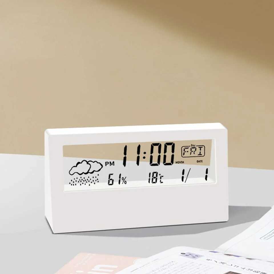 Thermo-Hygrometer Clock Creative Weather Display Electronic Alarm CLock Desktop Table Decor For Living Room Bedroom D260318