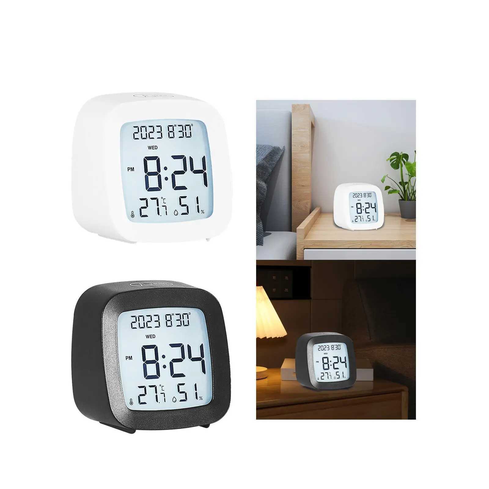 Small Digital Alarm Clock Bedside Clock 82x47x8cm 12 Hour/24 Hour with Temperature Compact for Home Office Multipurpose D260318