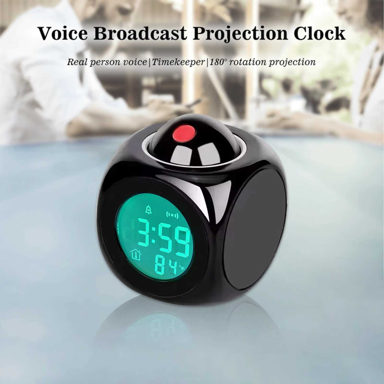 RioCubee Smart LCD Projection Electronic Alarm Clock with English Timed Announcement Xmas Birthday Gift D260318