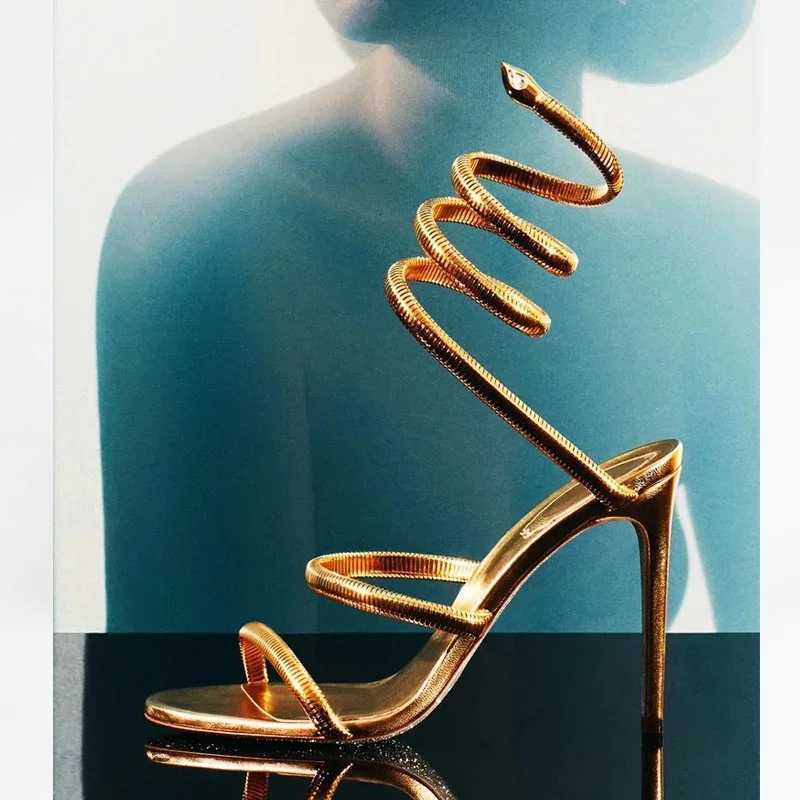 Eilyken Gold Silver Thin High Heels Ankle Strap Women Sandals Sexy Narrow Band Open Toe Stripper Prom Female Shoes W260318
