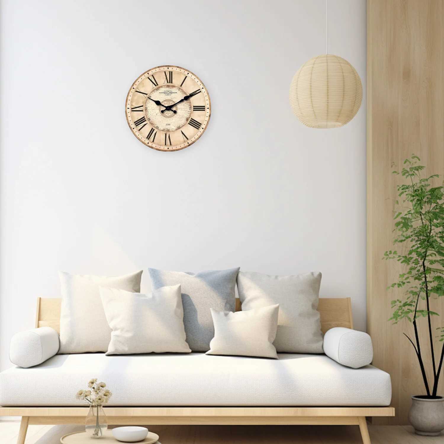 Roman Numeral Pattern Wooden Wall Clock for Living Room Bedroom Kitchen Home Decoration Silent Quartz Clock Holiday Gift 10 Inches 12 Inches 14inch 16