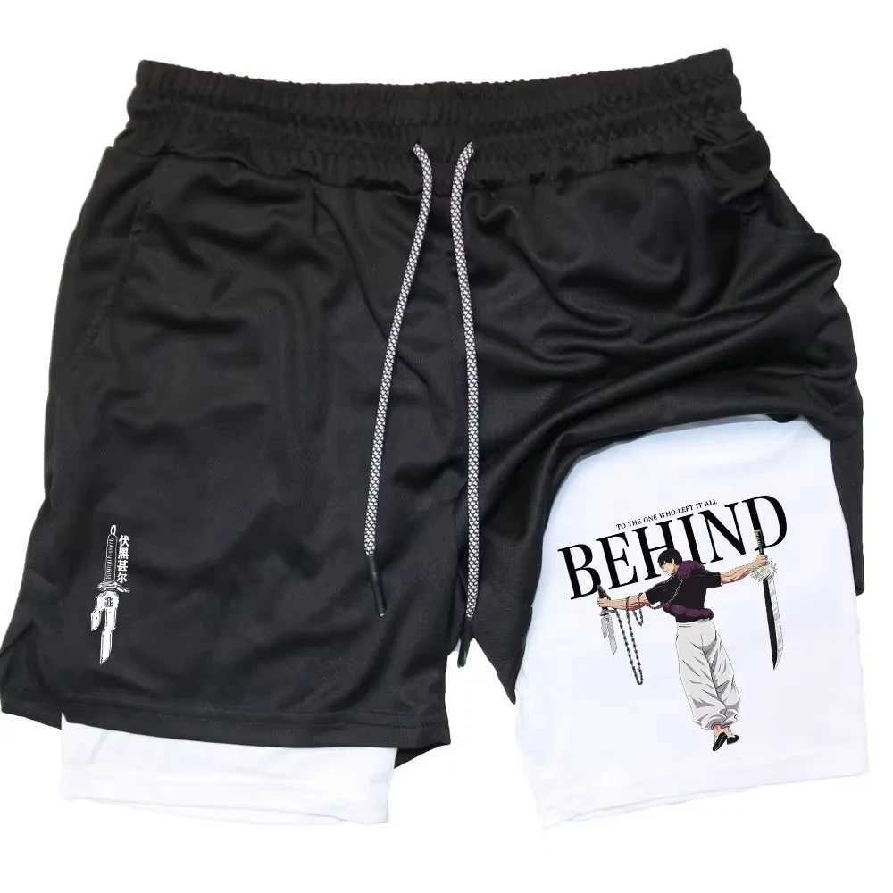Anime Toji Print Mens 2-in-1 Shorts Quick Dry Double Layer with Mesh Liner for Gym Running ZY0074 M260318