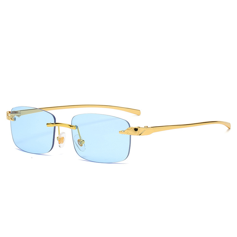 Luxury Brand Designer Sunglasses 2070 New Leopard Head Frameless Sunglasses European And American Fashion Cut Edge Glasses Personality Street Style Tr