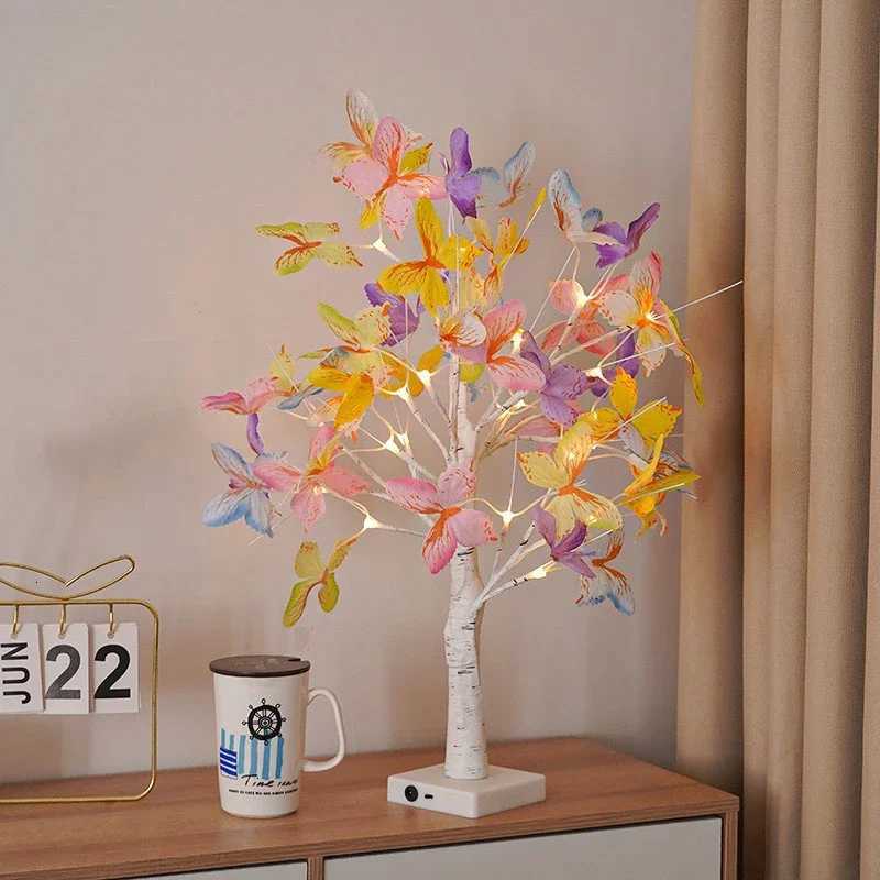 LED Night Light RechargeableTabletop Bonsai Tree Lights Butterfly Tree Lamp DIY Gift Party Holiday Camping Summer Home Decor H260318