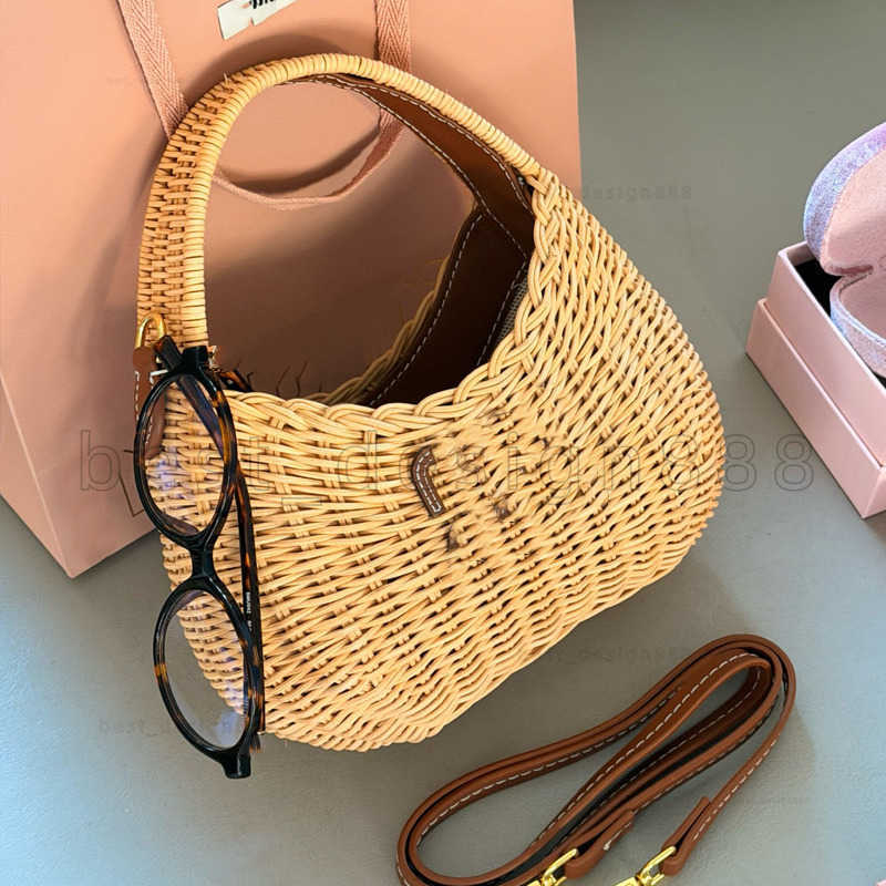 hot Raffias Straw plaited tote bag Rattan Crochet weave Crossbody Crescent bag purse Woman mens Luxurys Wander Shoulder handbag wicker Clutch Fashion half moon Bags