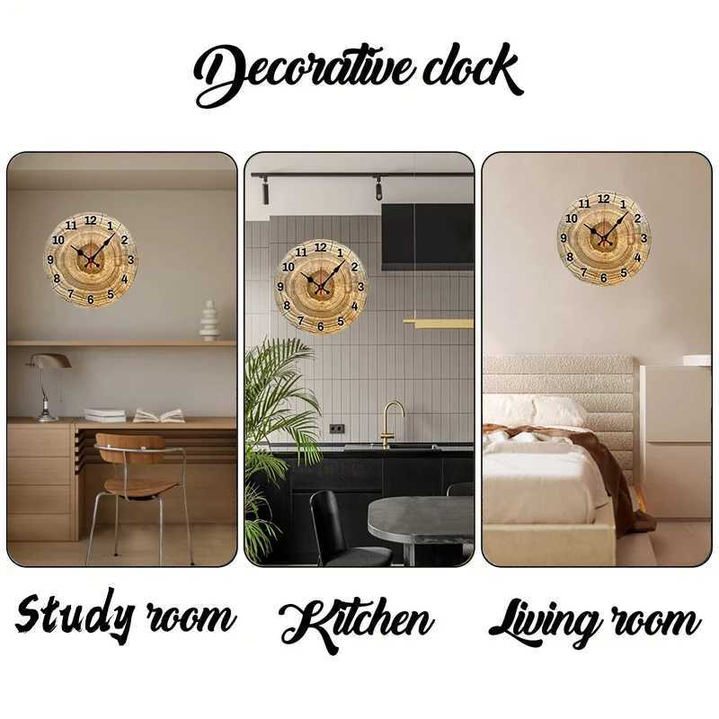 Tree Cross Section Wooden Round Silent Hanging Wall Clock Suitable For Living Room OfficeStudy Room Bedroom Home Decoration D260318