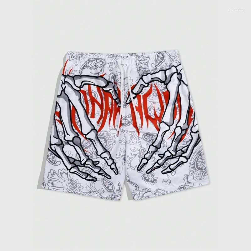Men's Shorts Trend Skeleton Hand Graphic Beach For Men Fashion Cool Summer 3D Printed Short Pants Loose Streetwear Hip Hop Swim Trunks