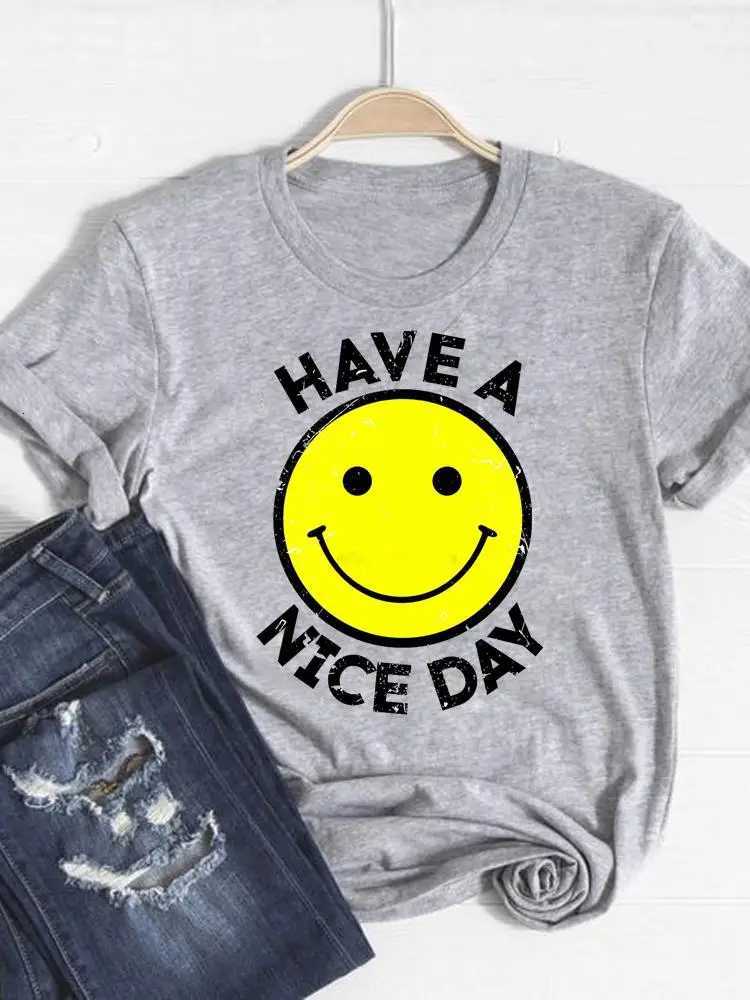 Print T Shirt Short Sleeve Summer Top Fashion Clothes Women Watercolor Sweet Trend Clothing Gray Basic Tee Graphic T-shirtT260317