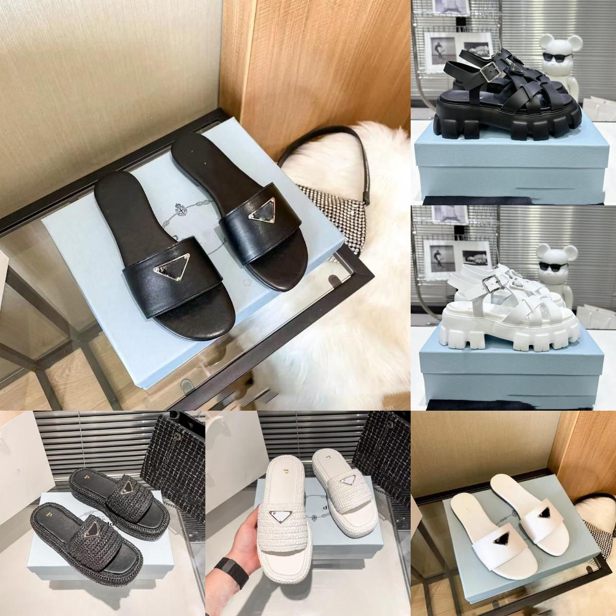 2026 Designer Slippers Sandals Women Slides Black Platform Wedges Flatform winter wool fur Slipper Summer Flat Comfort Mule Beach shoes