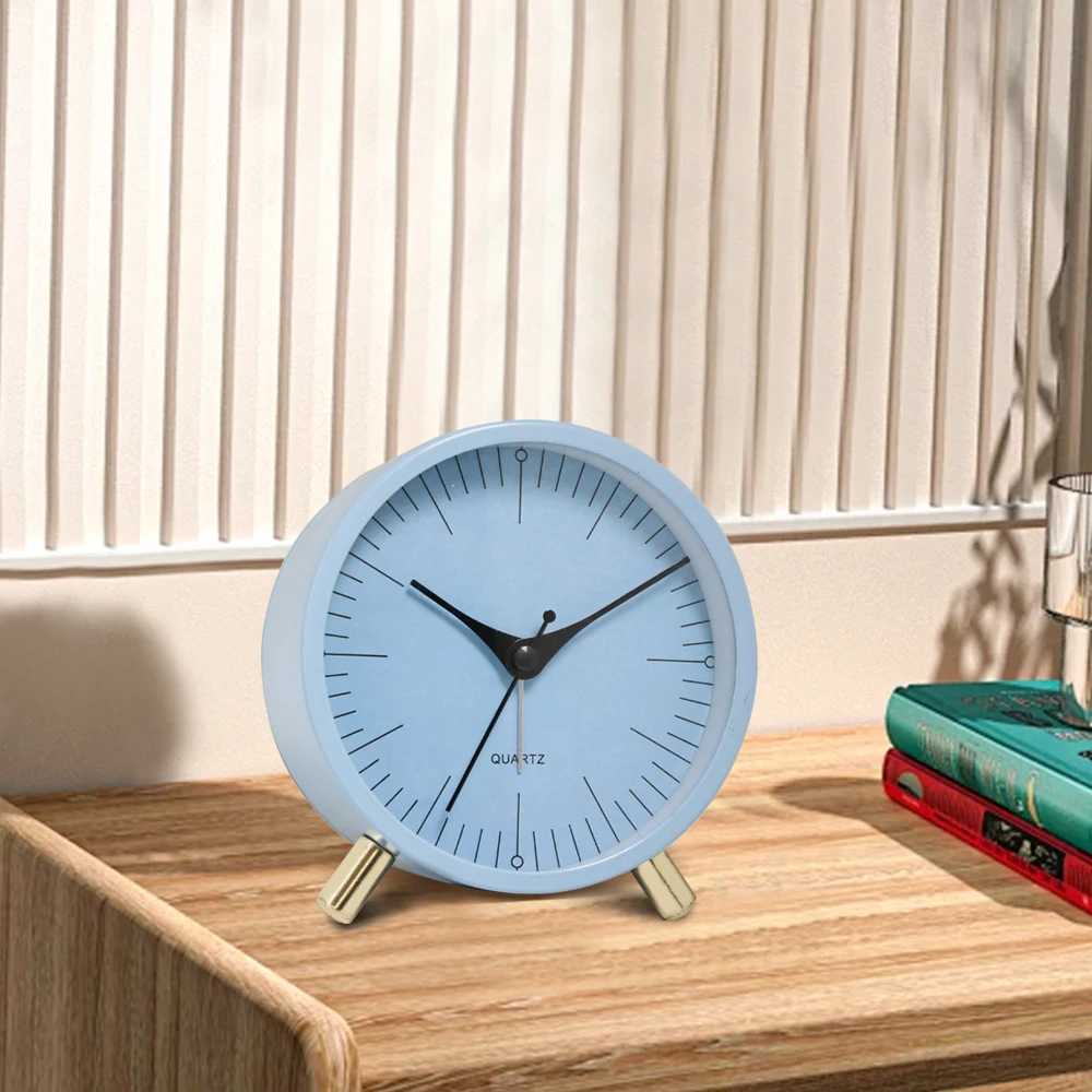 1pc 4 inch metal minimalist decoration alarm clock bedside table ornament clock Suitable for living/bedroom decoration D260318