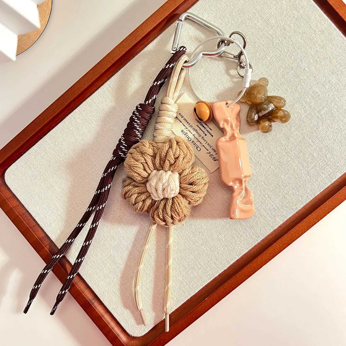 manual weave flower candy Key Chain Bluebells orange strawberry Backpack pendant H260318 - view 5