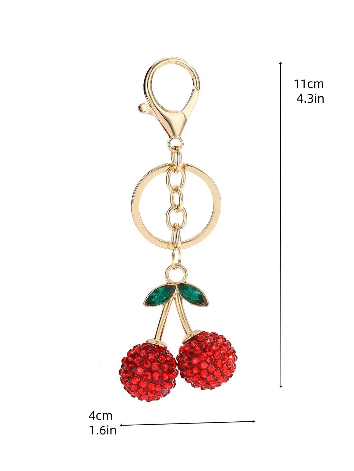 Cherry Fruit Keychain Cute Simulation Fruitage Alloy Set With Diamonds Key Chain Ladies Car Bags Pendants Jewelry Decorations H260318 - view 7