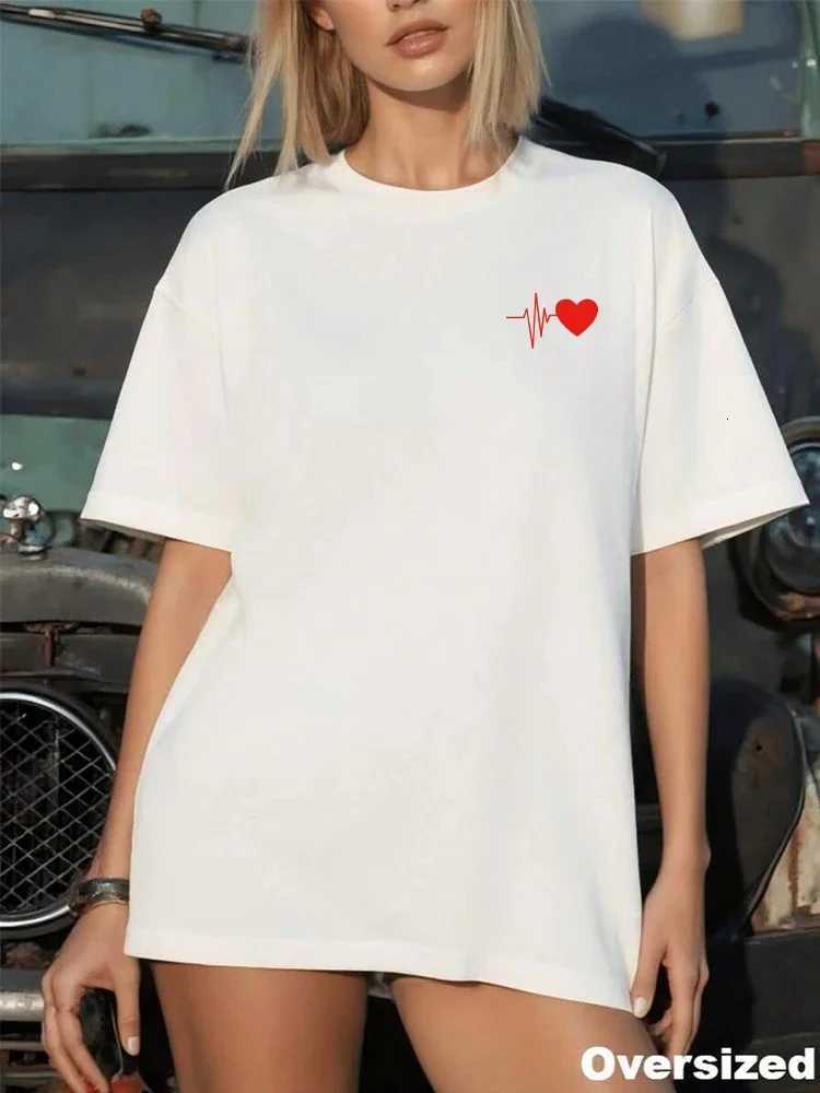 2026 New Trendy Womens T-shirt Classic Black/white Pure Color Short Sleeve Cotton Tees Cute Heart Print Casual TopsT260317