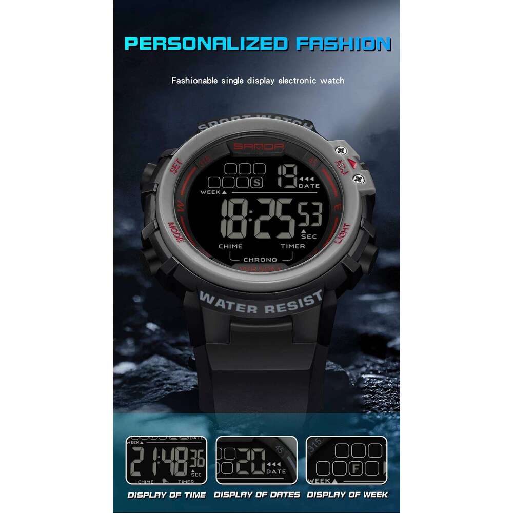 SANDA 2140 Fashion G Style Sports Multi functional Waterproof LED Men's Digital Electronic Watch