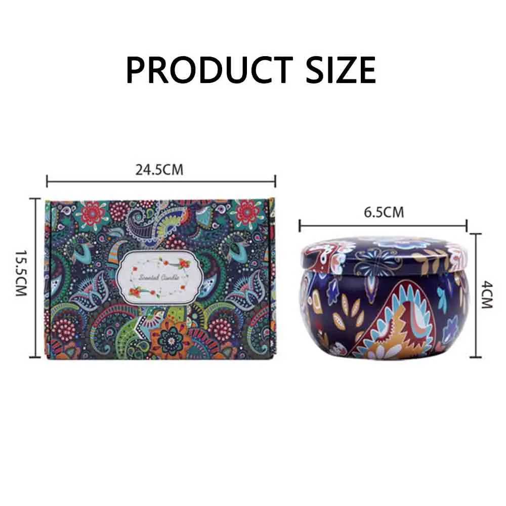 1 Box of 6 Tin Can Candle Set Soy Wax Essential Oil Dried Floral Scented Candle Gift Set Wedding Birthday Gift Home Decoration D260318