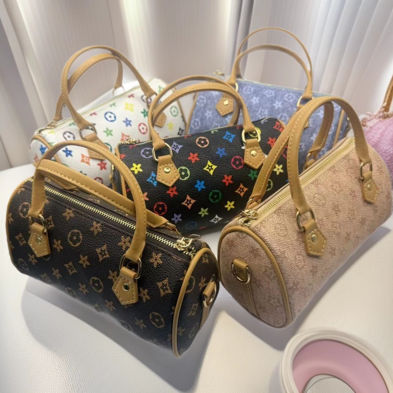 Fashionable printed design boston bag 2026 new style arrives versatile commuting handbag crossbody bag free shipping
