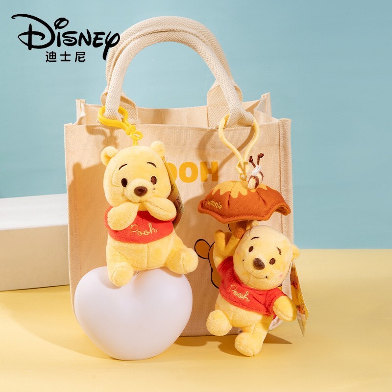 Disney Official Strawberry Bear Stitch Small Pendant Plush Doll Toy Claw Machine Bag Charm Keychain for Women