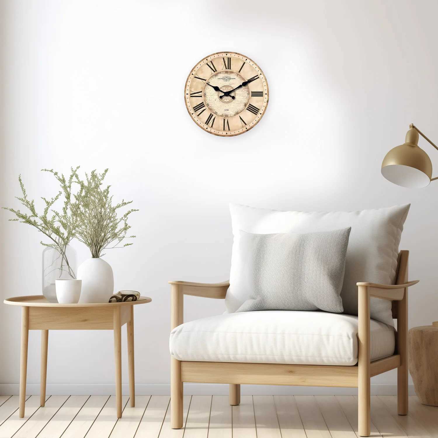 Roman Numeral Pattern Wooden Wall Clock for Living Room Bedroom Kitchen Home Decoration Silent Quartz Clock Holiday Gift 10 Inches 12 Inches 14inch 16