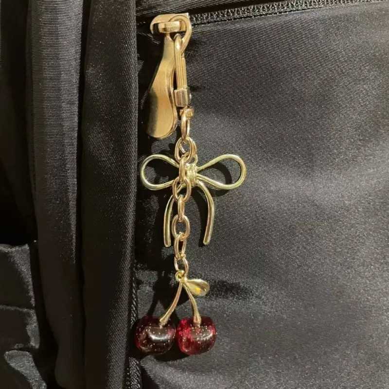 Fashion Delicious Red Cherry Bow Keychain Summer Fruits Cherries Pendant Keyring For Women Men Jewelry Bag Accessories Gift H2603181 - view 5