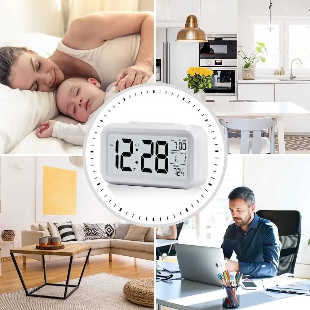 Digital LED Alarm Clock Electronic Digital Alarm Backlight Snooze Calendar Clock Screen Desktop Table Clocks for Home Office D260318