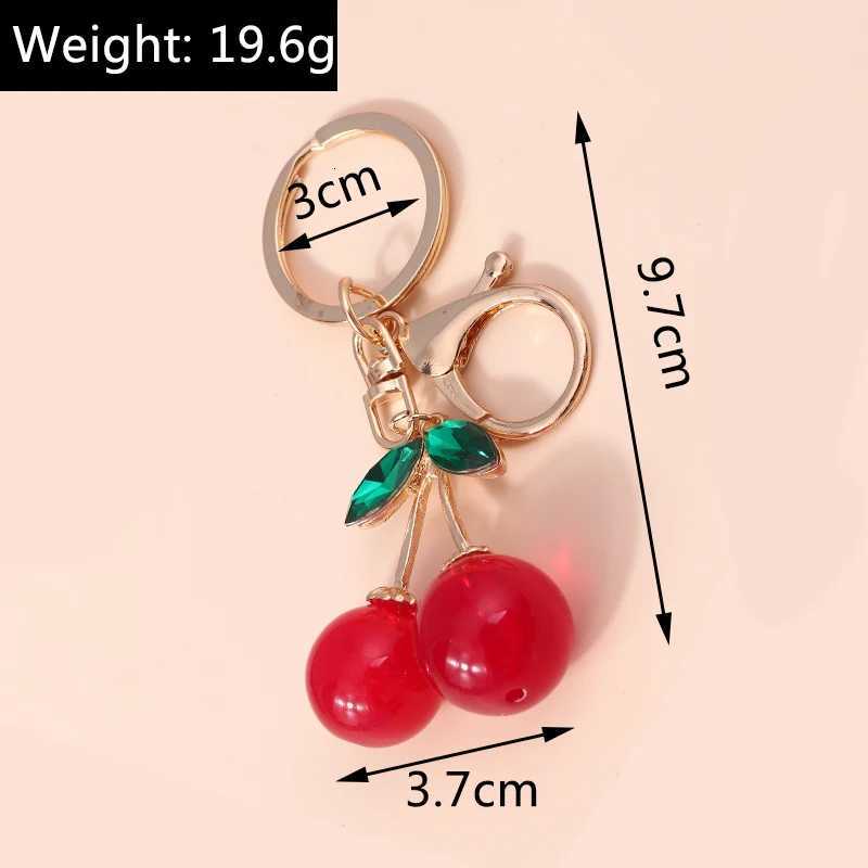 Aihua Exquisite Crystal Rhinestone Red Cherry Keychain Cute Girls Bag Pendant For Women Car Key Chain Ring Holder Jewelry Gifts H260318 - view 4