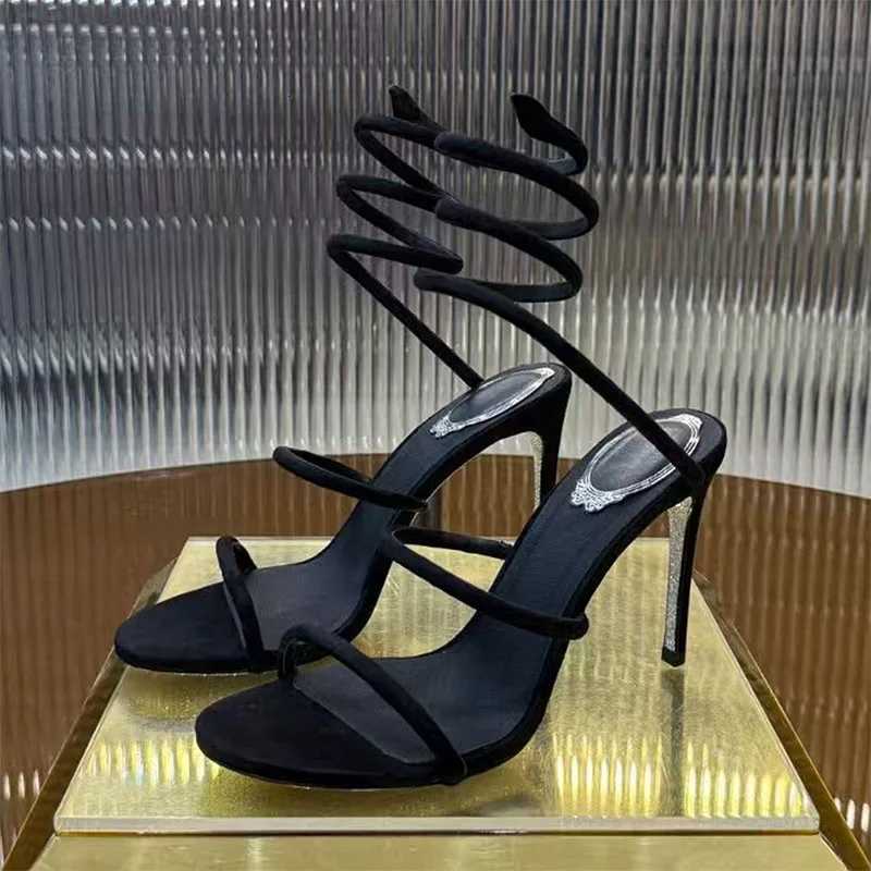 Summer High Heels Sandals Woman Snake Twine Around Ankle Strap Wedding Party Shoes Woman Heeled Gladiator Sandals Women W260318