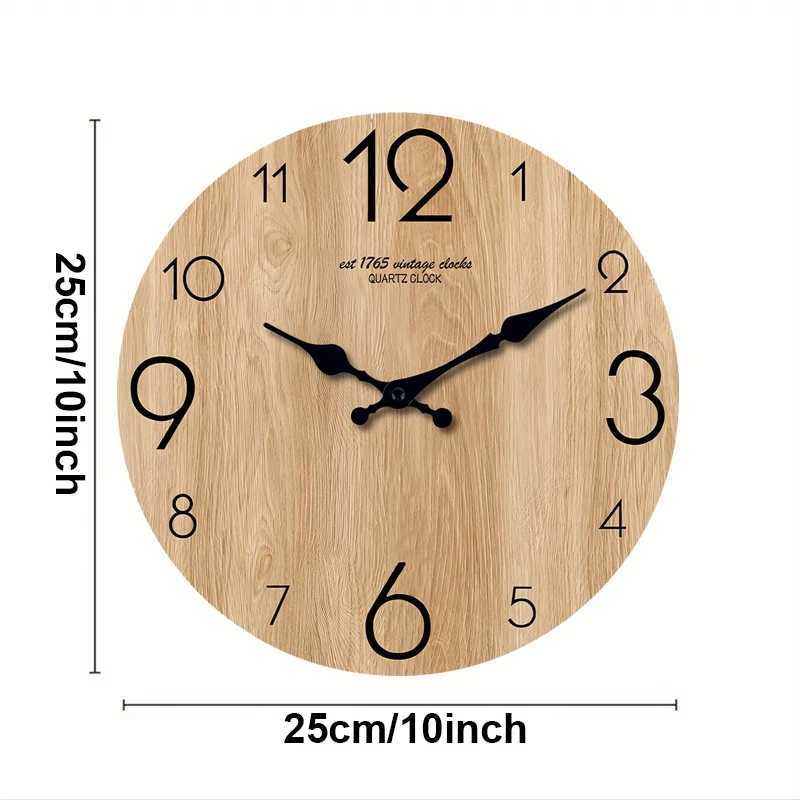 Imitation Wood Grain Round Wall Clock Wooden Plate Crafts Living Room Bedroom Home Decoration Wall Clocks Silent Quartz Clock D260318
