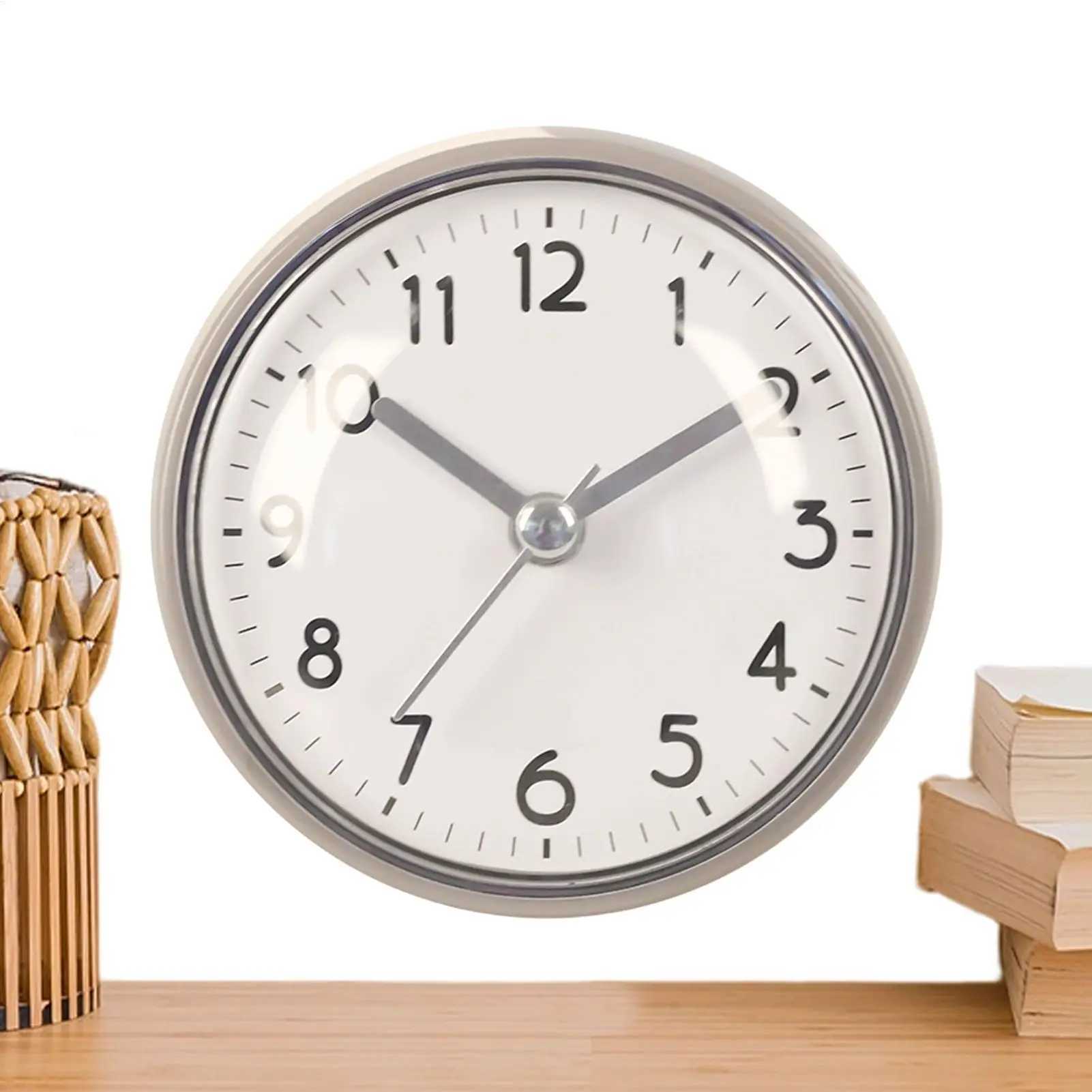 Shower Anti Fog Waterproof Mini Small Table Decoration Kitchen Living Bathroom Room Wall Clock Toilet Round Sucker Decor Art D260318