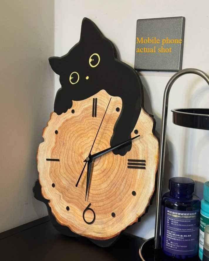Cartoon Cat Wall Clock Creative Cat Tail Swing Wall Clock Quartz Mute Wall Clock Home Decoration Living Room Bedroom Decoration D260318