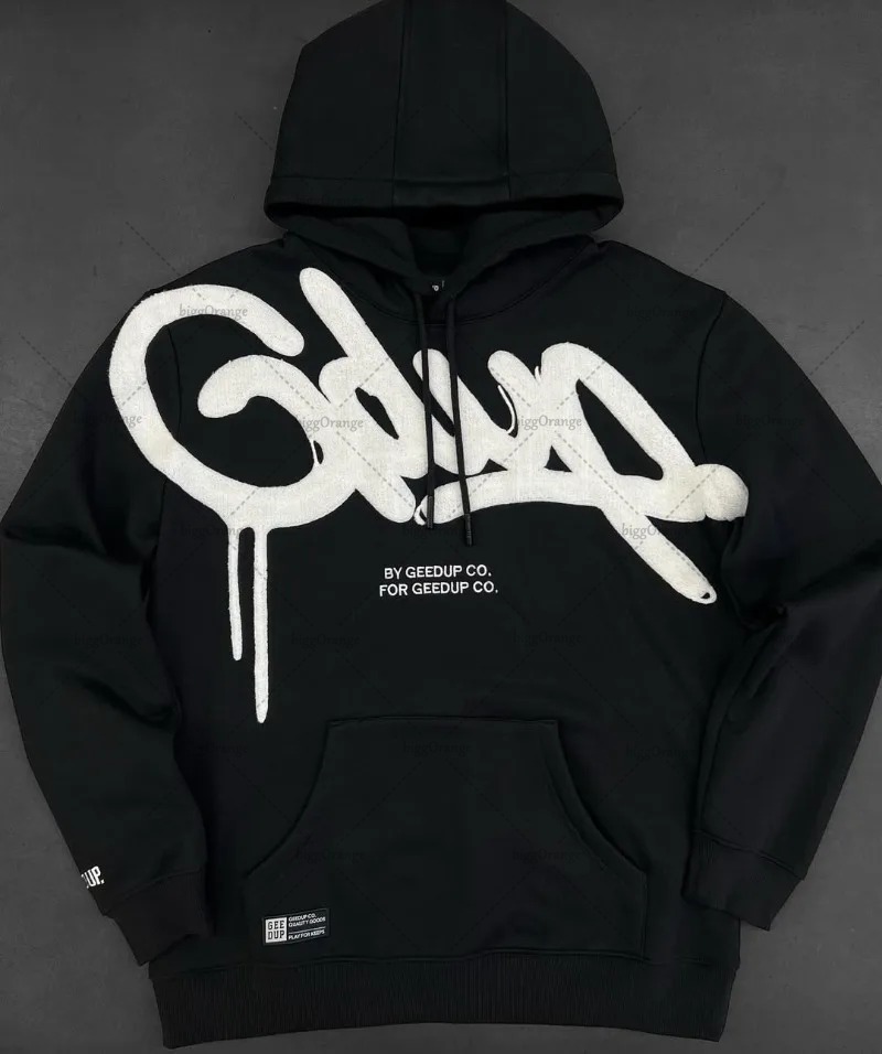 Men's Hoodies GEEDUP Hoodie Hip Hop Letter Printing Embroidery Fashion Retro Harajuku Gothic Super Sports Punk Casual Wear